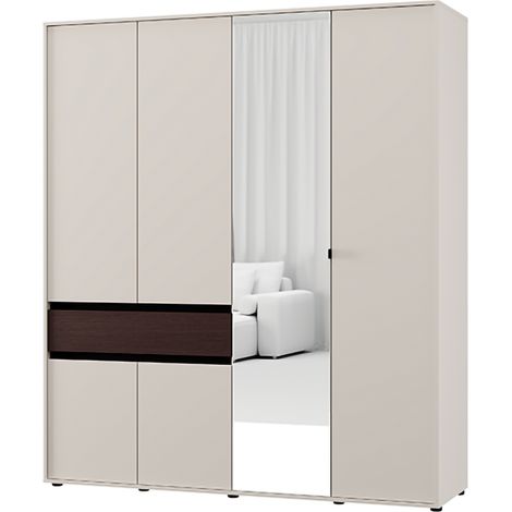 Guardaroba Grande Pai, Armadio Camera da Letto un Cassetto, 5 Ripiani, Appendiabiti, 183x211h cm Bianco Crema
