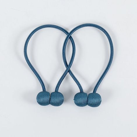 Lot de 2 Embrasses de Rideaux Magnétiques- Bleu Corde pour Rideaux Tressage avec Aimant Solide pour Chambre Salon Bureau (1/4)