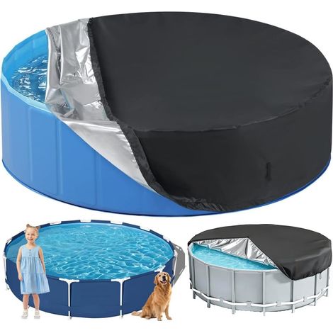 Bâche de piscine ronde pour chien - 160 x 30 cm - Imperméable - Protection UV - Pliable et imperméable - Pour enfants et chiens et chats (1/5)