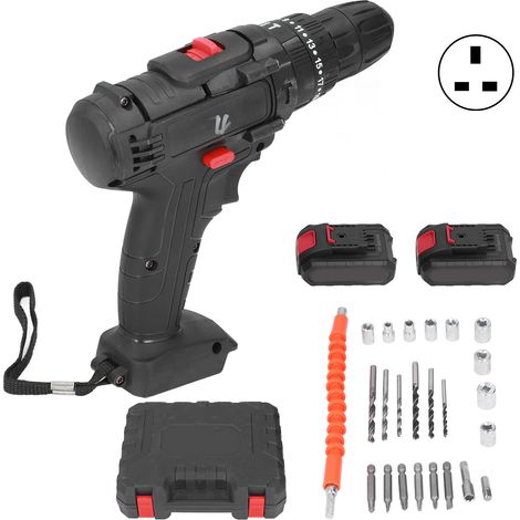 Set 29 pièces Perceuse sans balais ABS Tournevis Électrique pour Bois Métal, Mandrin à Percer, 100-240V Prise UK (1/5)