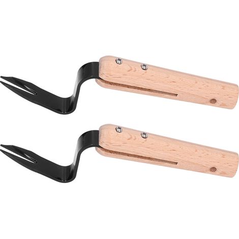 Set aus 2 Unkrautstechern aus serpentinenförmigem legiertem Stahl, manuelles Gartengerät, kleiner Blumenspaten, Pflanzgefäß für Wildgemüse (Modell: B05 serpentinenförmiger Stahl) (1/5)