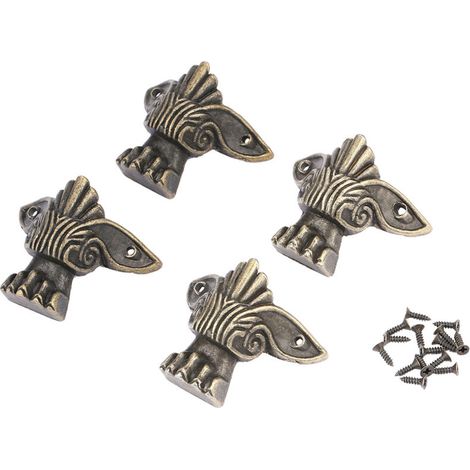 Ensemble de 4 pieds de protection d'angle en bois antique pour boîtes à bijoux et coffrets cadeaux (1/5)