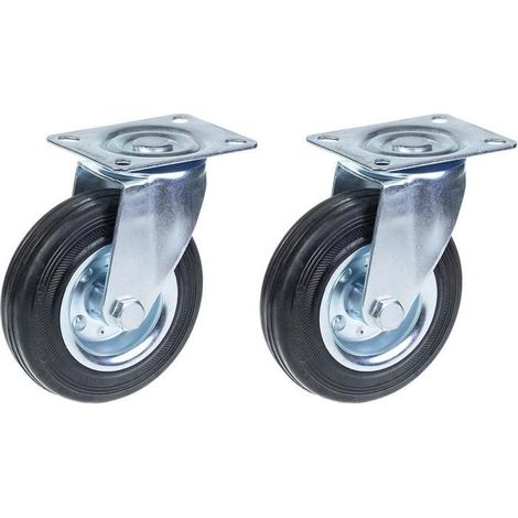 Rollen - 125mm - Schwarz Gummi - Drehbar - Tragfähigkeit 240kg - Set von 2