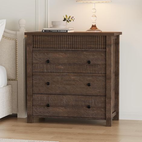 Commode 3 Tiroirs en Bois, Table De Chevet Meubles de Chambre à Coucher pour Chambre, Salon, Entrée,80x40x81cm, marron (1/5)