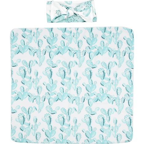 Ensemble couverture d'emmaillotage et bandeau pour nouveau-né, couverture douce pour bébé, accessoires 3 80 x 80 cm (1/5)