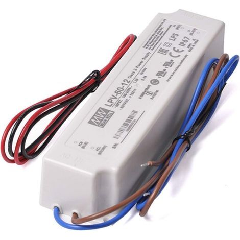 Transformateur 12V 60W 5A – Imperméable IP67 pour extérieur – Alimentation AC/DC pour bandes LED – Installation à vis - LPV-60-12 (1/5)