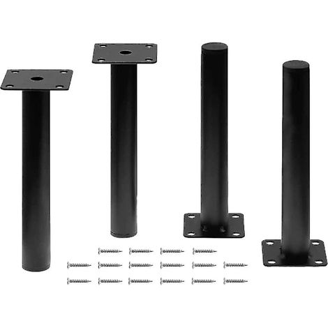 Pieds de meuble 4 pièces, patins métal noir renforcés, supports de remplacement robustes pour canapé, table et armoire, pieds industriels durables (1/5)