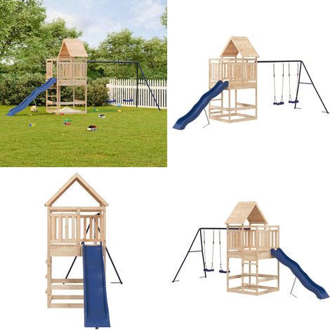 Aire de jeux d'extérieur bois de pin massif - Jeux D'extérieurs - Aire De Jeux - Jouet Enfant - Bac À Sable - Toboggan - Home & Living (1/5)