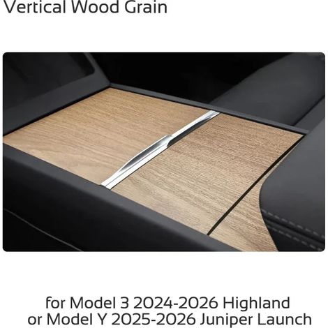 (Bois vertical) Convient pour Tesla Model 3 Highland Y Juniper 2024-2026 - Protection autocollante pour console centrale et panneau de commande central - Accessoires auto (1/4)