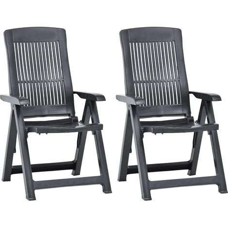 vidaXL Fauteuils pliants inclinables, lot de 2, en plastique anthracite (1/5)