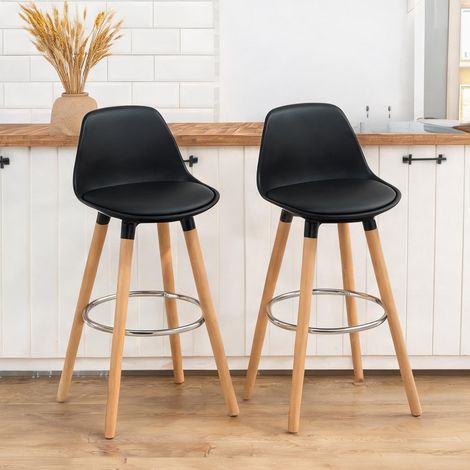 Tabouret de bar noir en PU 43 x 43 x 91 cm (1/5)