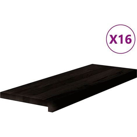 Marches d'escalier 16 pcs marron foncé 70x25x2 cm chêne massif (1/5)