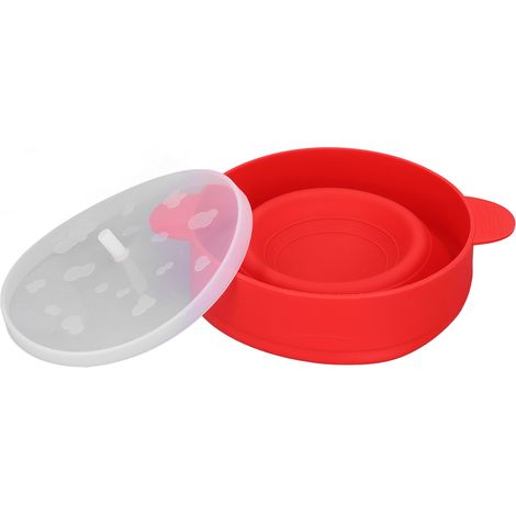 Große, zusammenfaltbare Popcornschüssel aus Silikon, BPA-frei, temperaturbeständig von -40 °C bis +230 °C, mit Deckel und Griff (rot) (1/5)
