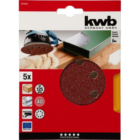 KWB 5 discos q-s perf. r 125mm k 49491904 , 5 Discos Abrasivos 8 Agu  Ø 125 Mm Gr 40  System Velcro de la marca Einhell. (1/3)