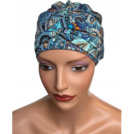 Turbante intrecciato Sara BM-381, pronto da indossare anche dopo la chemioterapia. (1/5)
