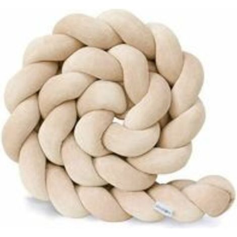 SABIR Protector de cuna de una pieza, almohada de algodón para recién nacido, cama de viaje ideal, almohada de terciopelo para bebé, beige, 2 m