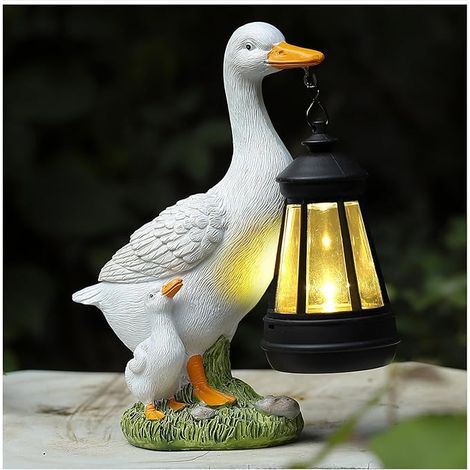 Statue de canard à énergie solaire, statue d'oie pour porche, décoration de jardin, décoration de pelouse extérieure, lumières décoratives étanches (1/5)