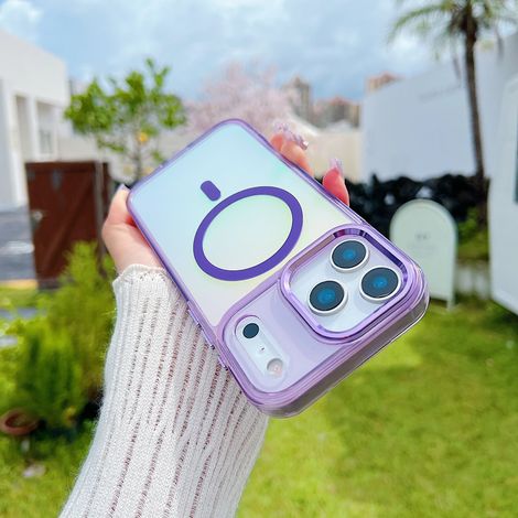 Coque de téléphone (Violet, iPhone 15 Pro Max) à dégradé mat, chargement magnétique, protection antichoc (1/4)
