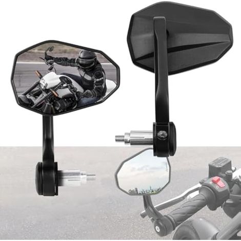 1 Paire Retroviseur Moto Embout de Guidon, Rétroviseurs Latéraux Moto en Alliage d'aluminium, Rétroviseur Latéral Universel 7/8" 22m Embouts de Guidon pour Cruisers Scooter Motos Quad ATVs (1/5)