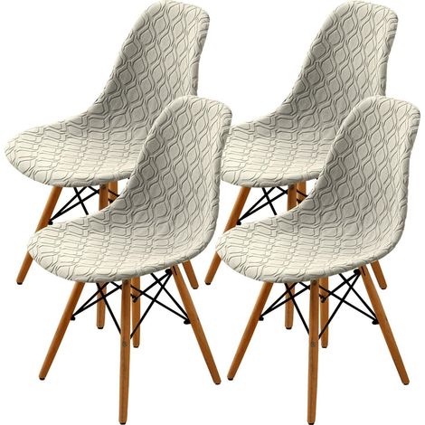 Housses de chaise extensibles, lot de 4, lavables et amovibles, beige (1/5)