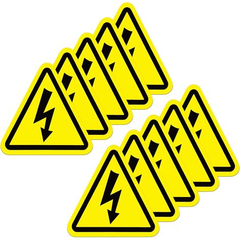 Lot de 10 panneaux de signalisation de danger électrique - 15 x 15 cm (1/5)