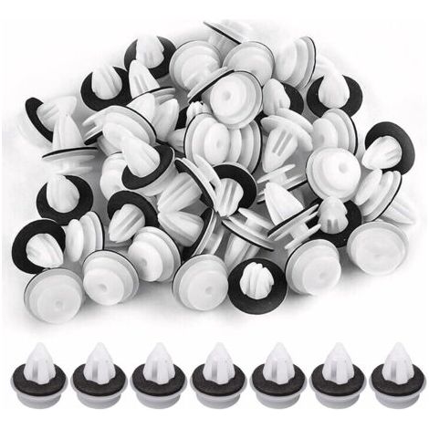 Ahlsen 50 Pièces Clips De Fixation Voiture,Clips Voiture, Universal Retenue Vehicle Clips Rivets en Plastique, Fixation De Carrosserie Garniture De Voiture pour Auto Voitures Panneaux De Portes(Blanc) (1/5)