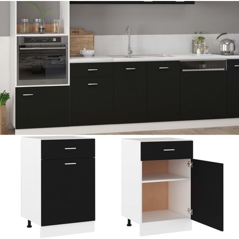 Maison Exclusive - Cajón inferior "Lyon" negro, 50 x 46 x 81,5 cm