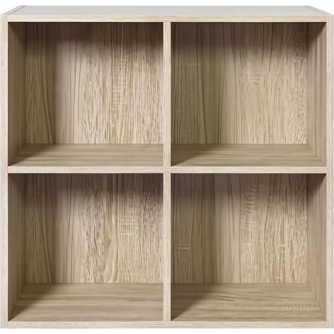 Estantería cubo abierta de 4 compartimentos color roble 60 x 60 x 29,5 cm HOMVRA (1/5)