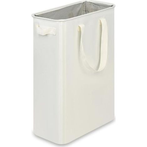 Cesto portabiancheria in tessuto Oxford a scomparto singolo con manico, alto e pieghevole, per lavanderie, dormitori e camere da letto, beige, 48 L (1/4)