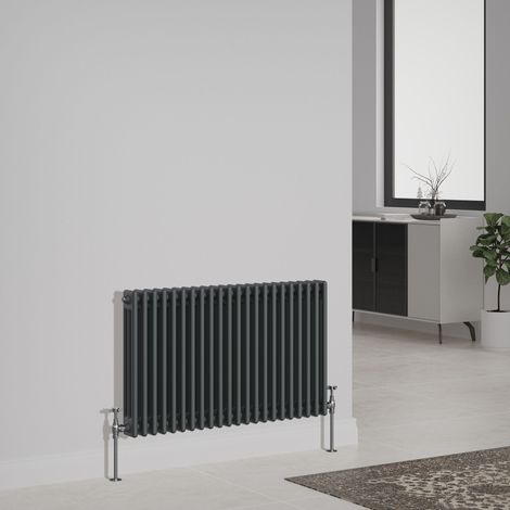NRG Cast Iron Style Radiator Traditional Anthracite Central Heating Rads Horizontal 3 Column 600x1012mm (1/5)
