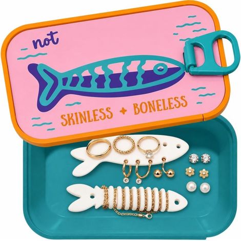 Irovami Boîte de rangement ludique pour sardines, rose et turquoise