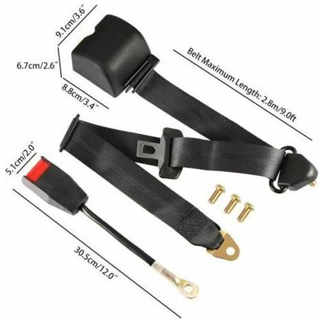 Ceinture de sécurité universelle réglable à 3 points pour véhicule, ceinture de sécurité auto + boulons (1/4)