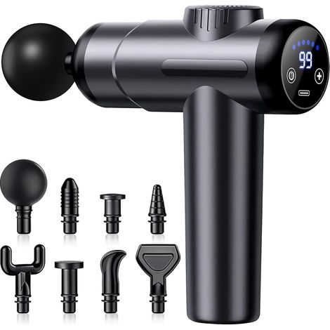 Muscle Pistolet Masseur, Pistolet Massage Musculaire avec 99 Niveaux Réglables et 8 Têtes de Massage, Masseur Musculaire Professionnel avec écran LCD pour Soulager les Douleurs Musculaires
