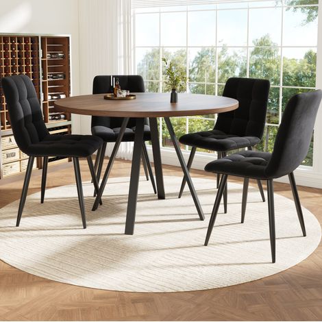 Set tavolo e sedie da pranzo rotondo 80 x 80 x 75 cm, 4 posti, DESVIAE (1/5)