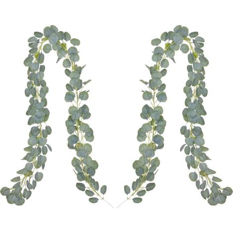 Eucalyptus Guirlande Plante Artificielle,2PCS Guirlande D'eucalyptus Artificial,Eucalyptus Feuilles Guirlande Vignes Artificielles,pour Jardin Mariage Toile de Fond Décoration Murale(2PCS2M) (1/5)