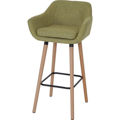 2x Tabouret de bar Malmö T381 - tissu, vert clair (1/5)