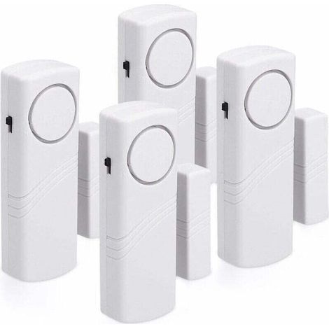Alarme Porte et Fenêtre - Lot 4x Alarme Sans Fil Anti-Intrusion - Sécurité Maison Contre Cambriolage - Fonctionnement Magnétique - 100 dB-- (1/4)