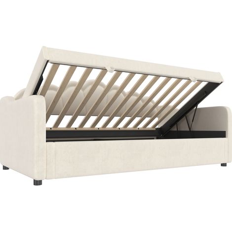 Convertible Bettbank mit Stauraum, beiger Samt, 90 x 200 cm, MODENUIT (1/5)