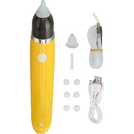 Kit d'aspiration nasale et auriculaire électrique blanc et jaune - Nettoyeur multifonction pour oreilles et nez. (1/5)