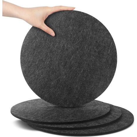 Lot de 4 grands dessous de verre en feutre pour casseroles, verres, vases et bols – Protection de table en feutre robuste (rond Ø 30 cm / anthracite) (1/5)