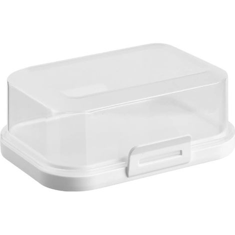 beurrier empilable avec fermeture, boîte en plastique, rangement parfait dans le réfrigérateur, sans BPA, polyvalent, blanc crème (1/5)