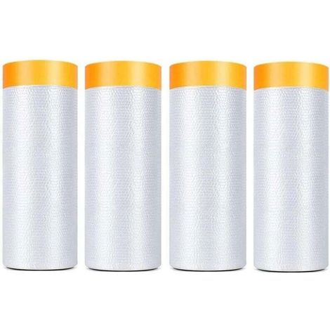 4 rouleaux de ruban adhésif et de film de masquage pour voiture, rouleaux de film protecteur adhésif pour peinture pour couvrir (1/4)