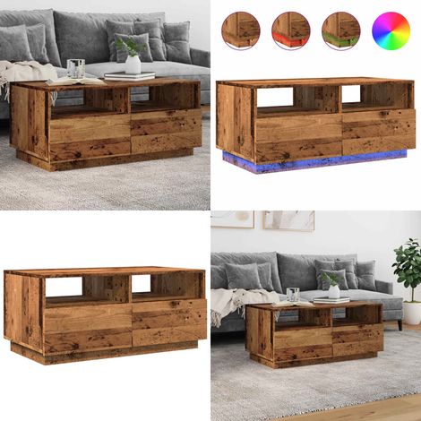 vidaXL Couchtisch mit LED-Leuchten Altholz-Optik 90x49x40 cm (1/5)