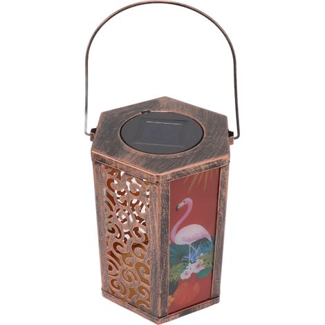 Sechseckige dekorative Laterne mit Vogelmotiv, wasserdicht, LED, für Garten und Hof. (1/5)