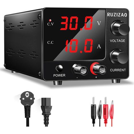 Alimentation de Laboratoire 30V 10A, Puissance Maximale 150W 30V5A/15V10A Stabilisée Réglable à Courant Continu Avec Réglage du Encodeur et Affichage LED à 3 Chiffres
