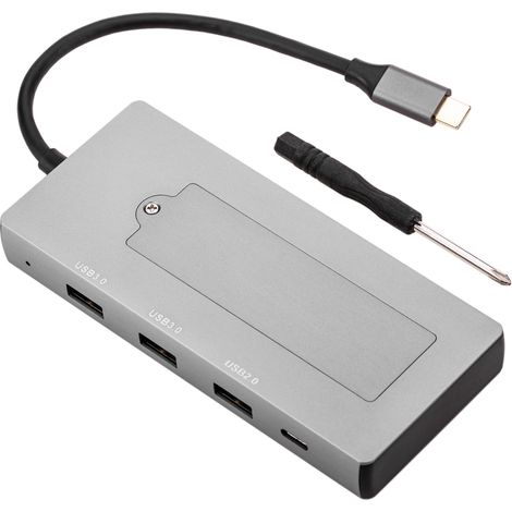 BeMatik - Convertisseur USB-C vers HDMI 4k et Ethernet RJ45 et USB-A et USB-C avec prise de stockage NGFF M2 (1/5)