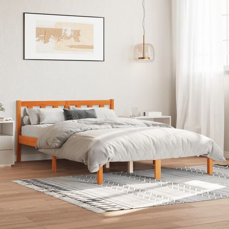 Bed Frame without Mattress Wax Brown 120x190 cm Solid Wood Pine vidaXL