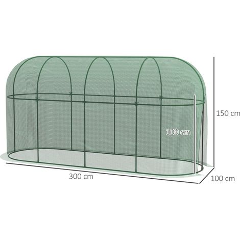 Tente de protection pour plantes de jardin : 3x1m, étanche au vent & protection contre les insectes, protection contre les nuisibles en acier, verte (1/5)