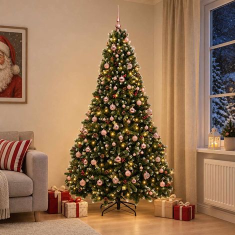 vidaXL Árbol de Navidad artificial verde con bolas 210 cm 300 LED (1/5)