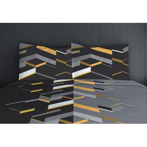 Parure de draps 3 Pièces coton 57 fils gris 240 x 300 cm - MARCO